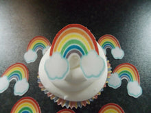 Load image into Gallery viewer, 12 PRECUT Rainbow edible wafer/rice paper cake/cupcake toppers
