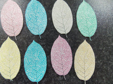 Load image into Gallery viewer, 12 PRECUT Edible Multi Coloured Leaves wafer/rice paper cake/cupcake toppers
