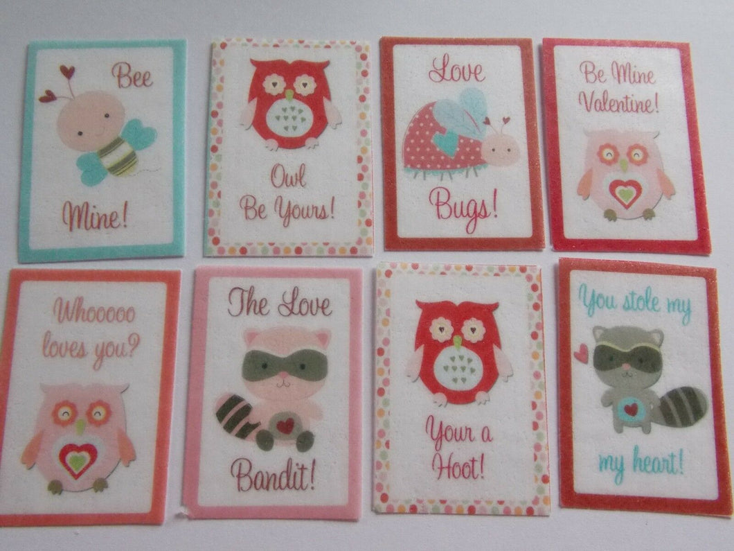 16 PRECUT edible wafer/rice paper Valentine tags cake/cupcake toppers (1)