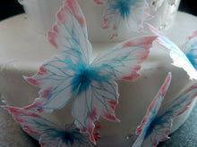 Load image into Gallery viewer, 22 PRECUT Pink/Blue/White Edible wafer paper Butterflies cake/cupcake toppers 2
