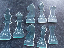 Load image into Gallery viewer, 16 PRECUT Edible Black Chess Pieces wafer/rice paper cake/cupcake toppers
