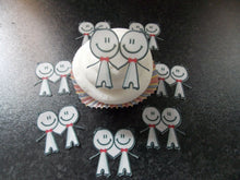 Load image into Gallery viewer, 12 PRECUT Edible Mr and Mr Wedding wafer/rice paper cake/cupcake toppers (1)
