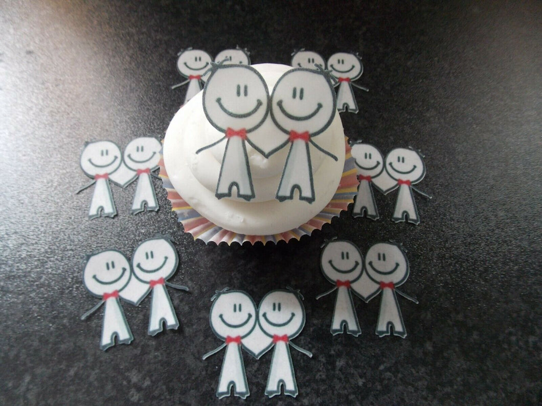 12 PRECUT Edible Mr and Mr Wedding wafer/rice paper cake/cupcake toppers (1)