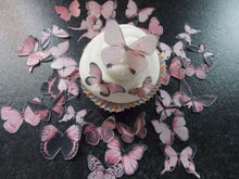 Load image into Gallery viewer, 45 Precut Edible Pink Mix Butterflies for cakes and cupcake toppers

