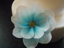 Load image into Gallery viewer, 2 Extra Large edible wafer/rice paper blue Lotus Style flower cake topper
