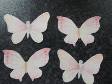 Load image into Gallery viewer, 16 PRECUT Edible Baby Pink Butterflies wafer/rice paper cake/cupcake toppers(2)
