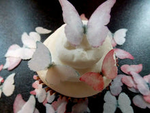 Load image into Gallery viewer, 56 PRECUT White,Lilac &amp; Pink Edible wafer paper Butterflies cake/cupcake toppers
