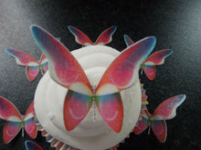 Load image into Gallery viewer, 12 PRECUT Edible Pink Butterflies wafer/rice paper cake/cupcake toppers(g)
