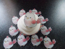 Load image into Gallery viewer, 12 PRECUT Edible Pink Bird wafer/rice paper wedding/Birthday cake/cupcake topper
