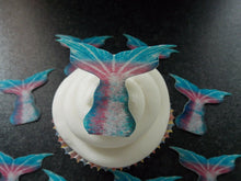 Load image into Gallery viewer, 12 PRECUT Edible Mermaid Tails wafer/rice paper cake/cupcake toppers
