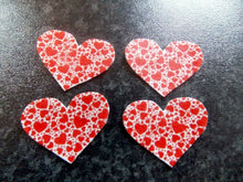 Load image into Gallery viewer, 30 Small PRECUT Valentine Hearts Edible wafer paper cake/cupcake toppers
