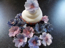 Load image into Gallery viewer, 12 x 3D Edible Purple Mix flowers wafer/rice paper cake/cupcake toppers
