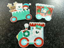 Load image into Gallery viewer, 1 Set PRECUT Edible Christmas/Xmas Train wafer paper cake/cupcake toppers
