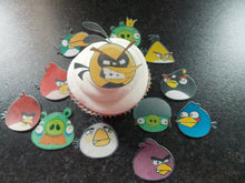 Load image into Gallery viewer, 12 PRECUT edible wafer/rice paper Angry Birds cake/cupcake toppers
