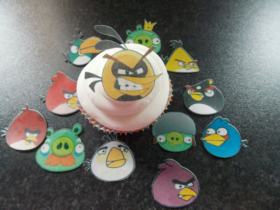 12 PRECUT edible wafer/rice paper Angry Birds cake/cupcake toppers