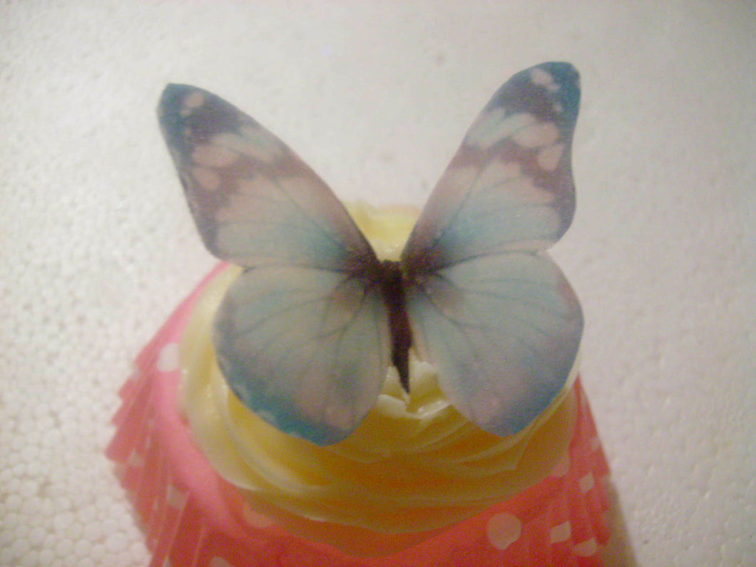12 PRECUT Blue/Purple Edible paper butterflies cupcake toppers