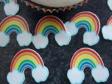Load image into Gallery viewer, 24 Precut Edible Small Rainbow wafer paper cake/cupcake toppers
