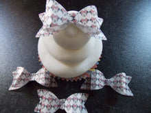 Load image into Gallery viewer, 8 x 3D Edible shaped minnie mouse bows wafer/rice paper cake/cupcake toppers

