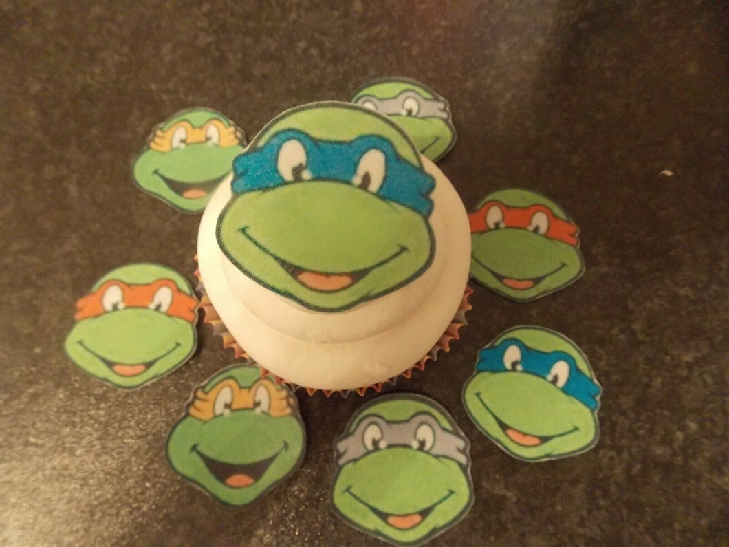 12 PRECUT Edible Turtles TMNT wafer/rice paper cake/cupcake toppers