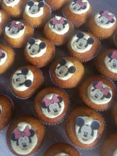 Load image into Gallery viewer, 24 PRECUT Mini Minnie and Mickey Edible wafer/rice paper cake/cupcake toppers
