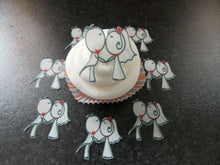 Load image into Gallery viewer, 12 PRECUT Edible Mr and Mrs Wedding wafer/rice paper cake/cupcake toppers (2)
