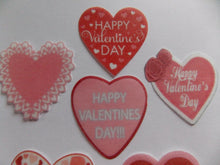 Load image into Gallery viewer, 12 PRECUT edible wafer/rice paper Valentine Hearts cake/cupcake toppers
