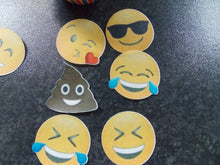 Load image into Gallery viewer, 12 PRECUT Emoji edible wafer/rice paper cake/cupcake toppers

