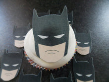 Load image into Gallery viewer, 12 **PRECUT** Batman Head Edible wafer/rice paper cake/cupcake toppers
