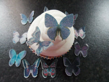 Load image into Gallery viewer, 24 Small Precut Edible Purple Mix(2) Butterflies for cakes and cupcake toppers
