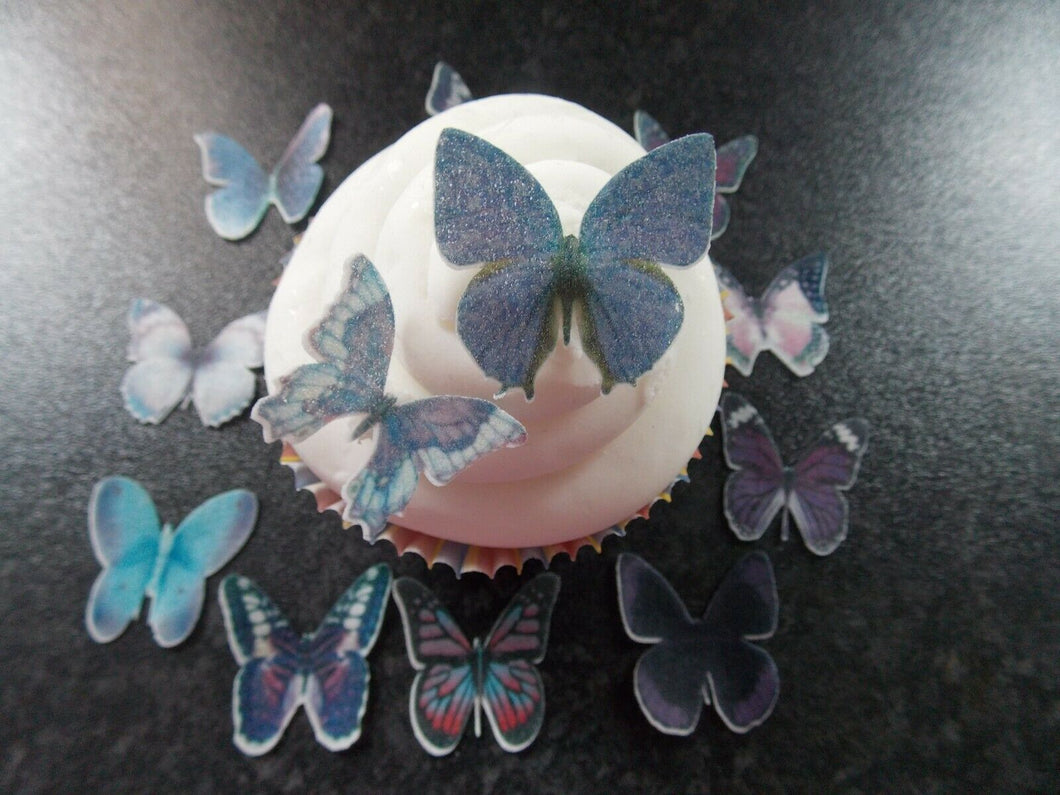 24 Small Precut Edible Purple Mix(2) Butterflies for cakes and cupcake toppers
