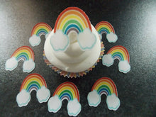 Load image into Gallery viewer, 12 PRECUT Rainbow edible wafer/rice paper cake/cupcake toppers

