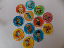 Load image into Gallery viewer, 24 *PRECUT* small Paw Patrol Discs Edible wafer/rice paper cake/cupcake toppers

