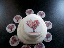 Load image into Gallery viewer, 24 small PRECUT edible wafer paper Valentine Disc heart tree cake/cupcake topper
