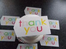 Load image into Gallery viewer, 12 PRECUT Edible Thank you tags wafer/rice paper cake/cupcake toppers (1)
