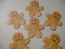 Load image into Gallery viewer, 12 PRECUT Edible paper Gingerbread Men cake/cupcake toppers
