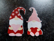 Load image into Gallery viewer, 12 PRECUT Valentine Gnomes/Gonk Edible wafer paper cake/cupcake toppers

