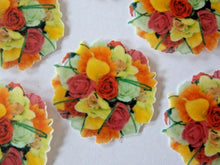 Load image into Gallery viewer, 12 PRECUT Edible Flower Bouquet wafer/rice paper cake/cupcake toppers
