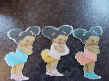 Load image into Gallery viewer, 12 Precut Edible Afro puff baby wafer/rice paper cake/cupcake toppers
