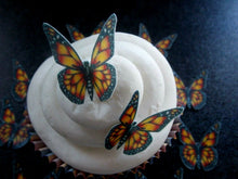 Load image into Gallery viewer, 30 Precut Small Edible Bronze/Orange Butterflies wafer paper cake/cupcake topper
