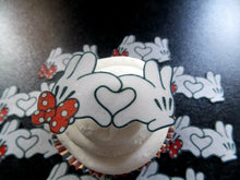 Load image into Gallery viewer, 12 PRECUT Edible Minnie &amp; Mickey Love Hands wafer/rice paper cake/cupcake topper
