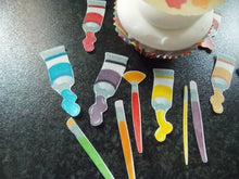 Load image into Gallery viewer, 15 PRECUT edible Painter/Artists tools wafer/rice paper cake/cupcake toppers
