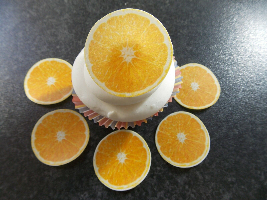 12 PRECUT Edible Orange Slices/fruit wafer/rice paper cake/cupcake toppers