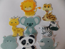 Load image into Gallery viewer, 12 PRECUT edible wafer/rice paper Zoo/Jungle Animals cake/cupcake toppers
