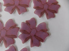 Load image into Gallery viewer, 12 PRECUT Edible Mauve Bows wafer/rice paper cake/cupcake toppers
