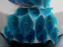 Load image into Gallery viewer, 17 Piece Edible Peacock body and feathers wafer/rice paper cake/cupake toppers b
