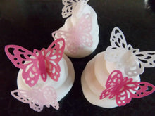 Load image into Gallery viewer, 15 PRECUT Pink Mix Edible wafer/rice paper Butterflies cake/cupcake toppers
