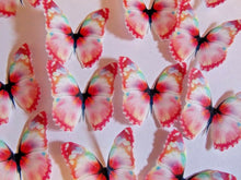 Load image into Gallery viewer, 24 Small PRECUT Edible Pink Butterfly wafer/rice paper cake/cupcake toppers(a)
