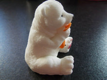 Load image into Gallery viewer, Edible Polar Bear with Fish fondant cake topper
