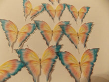 Load image into Gallery viewer, 36 PRECUT Edible Yellow and Blue Butterflies cake/cupcake toppers
