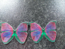 Load image into Gallery viewer, 16 PRECUT Deep pink/Purple/Green Butterflies cake/cupcake toppers
